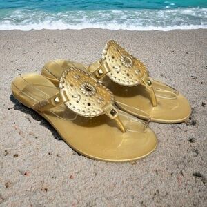 🌻Jack Rogers Gold Georgica Jelly Thong Sandal Size 6